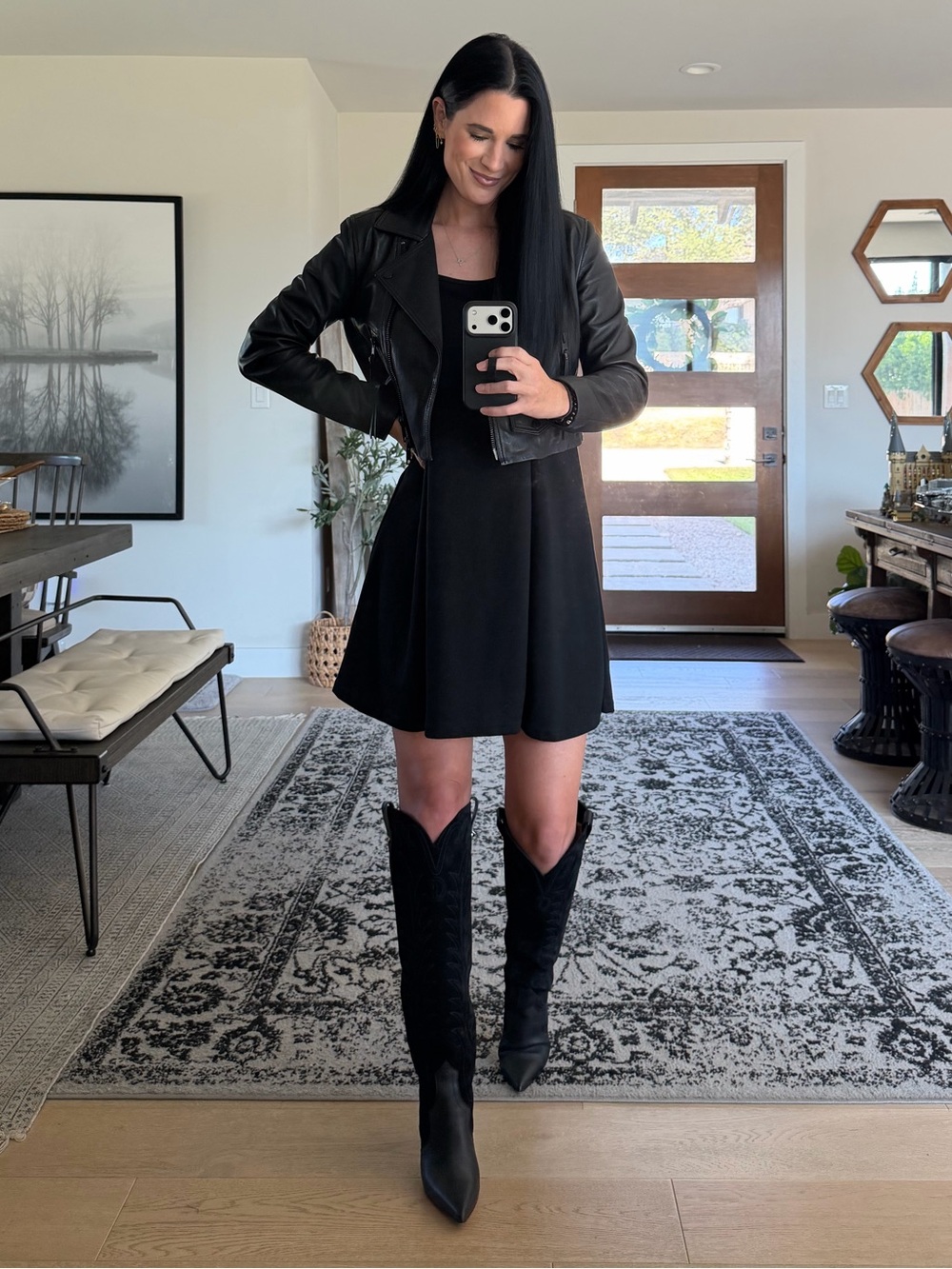 Anrabess Black Square Neck Mini Dress